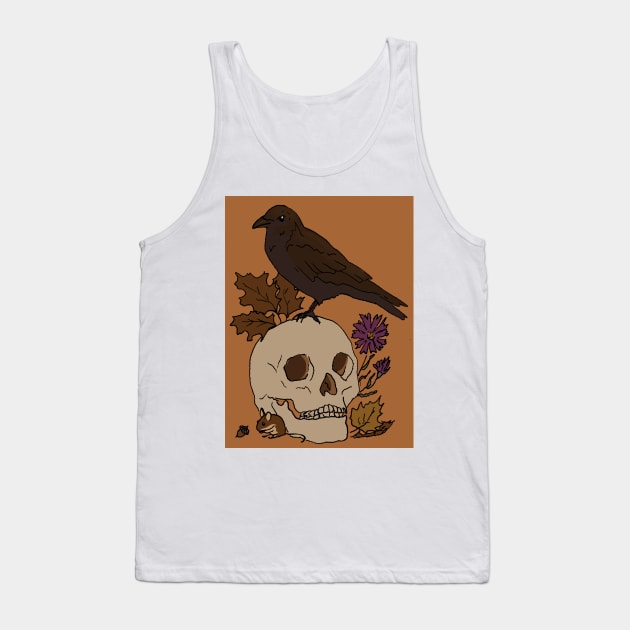 Fall Crow with Skull and Mouse Drawing Tank Top by EmilyBickell